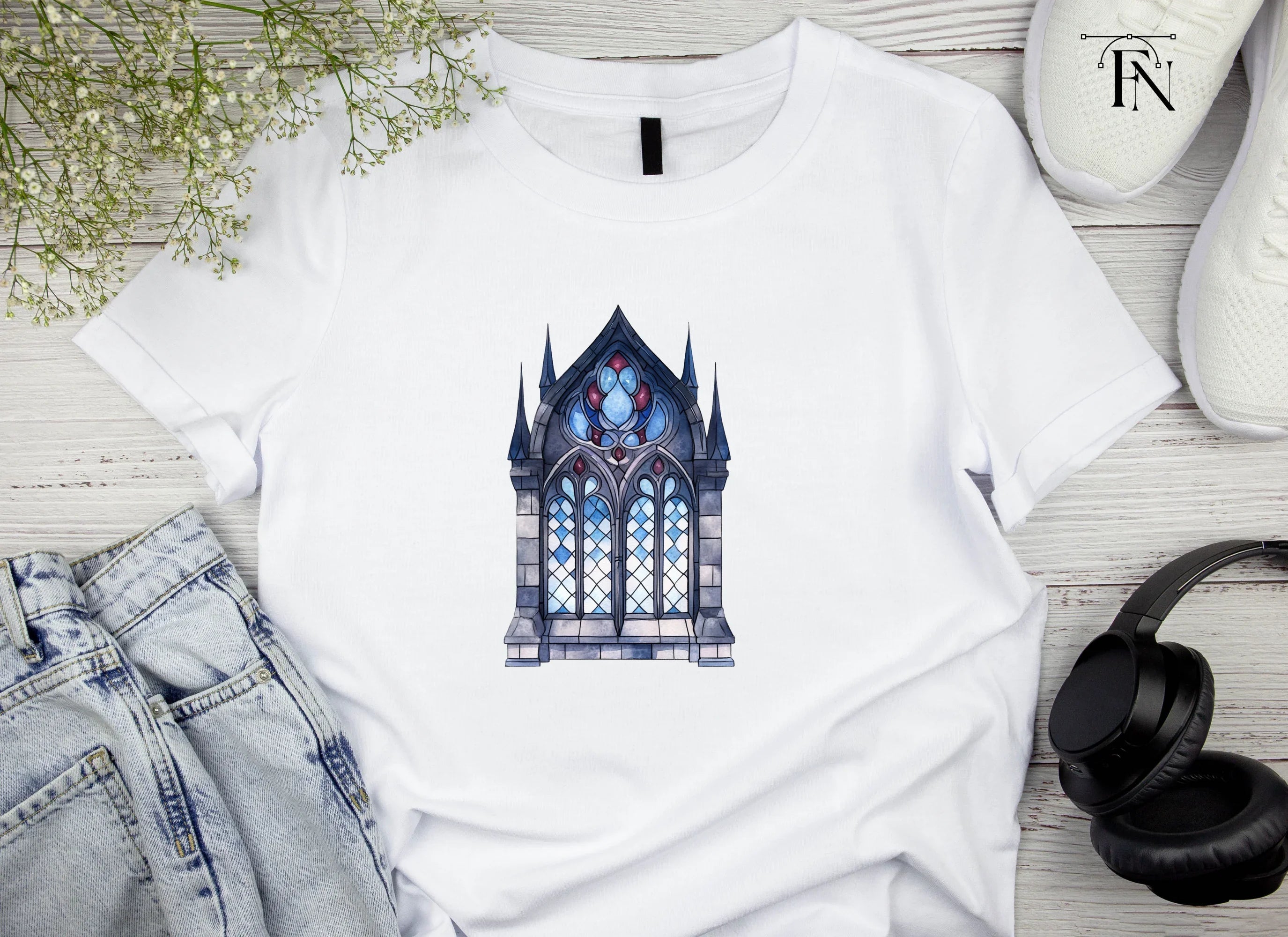 Gothic Stained Glass Window Clipart Bundle