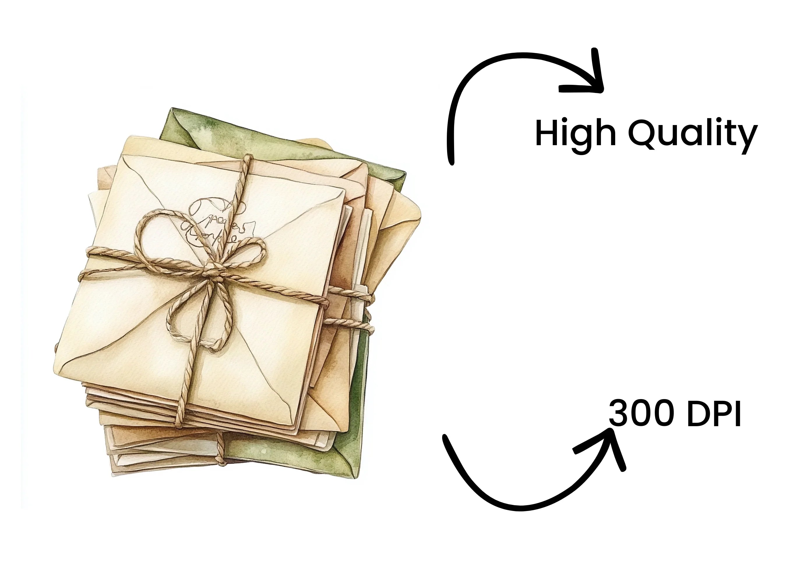 Vintage Stacked Envelopes Clipart Bundle
