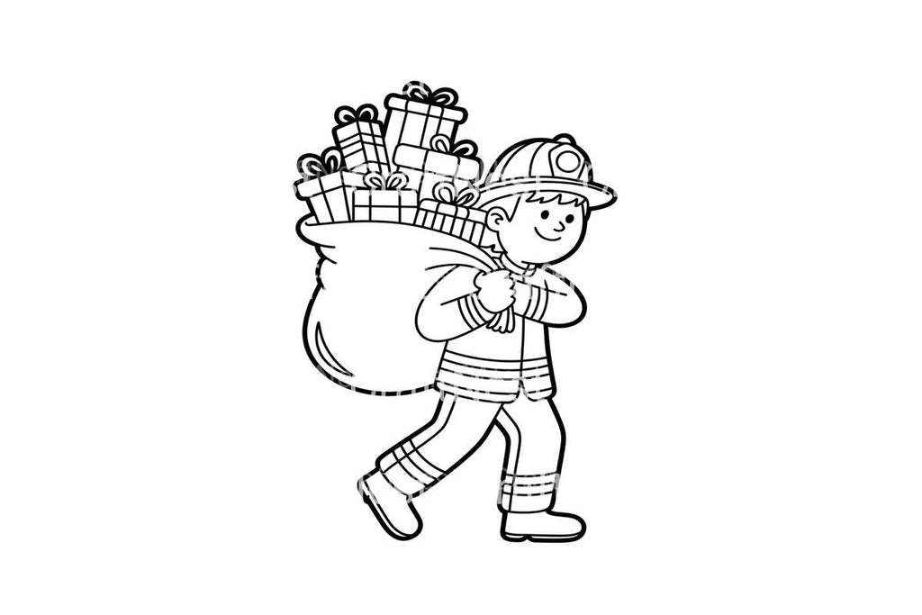 Firefighter Santa Christmas Coloring Books