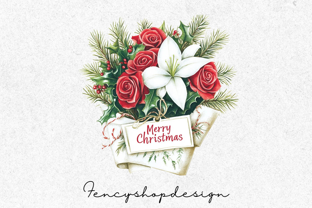 Christmas Flower Shop Clipart Bundle