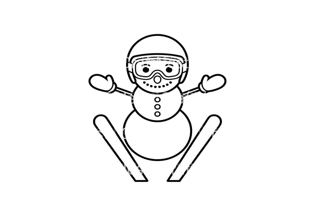 Cute Snowman Skiing Coloring Books
