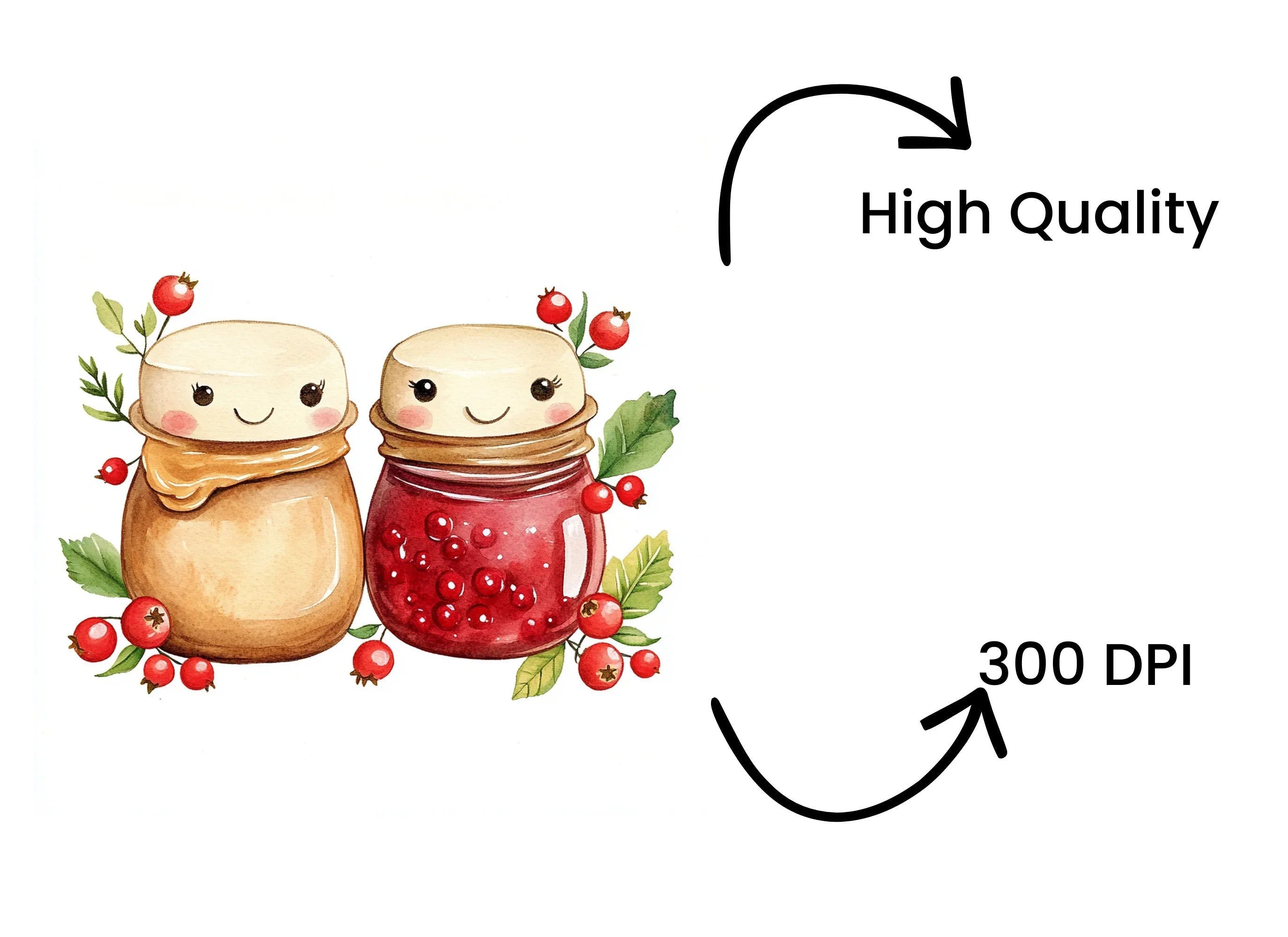 Cute Kawaii Peanut Butter Jelly Clipart Bundle