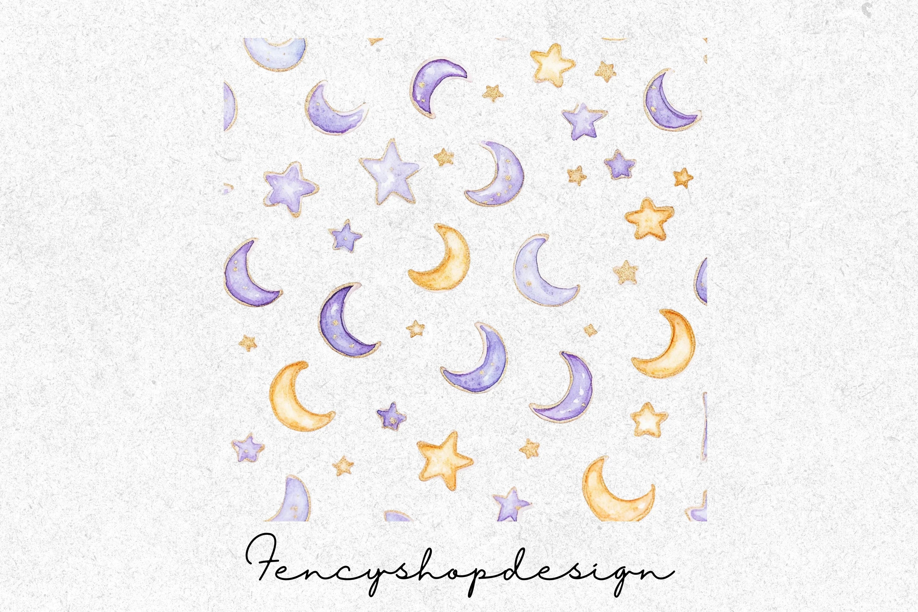 Dreamy Moon Star Patterns Frames Clipart Bundle