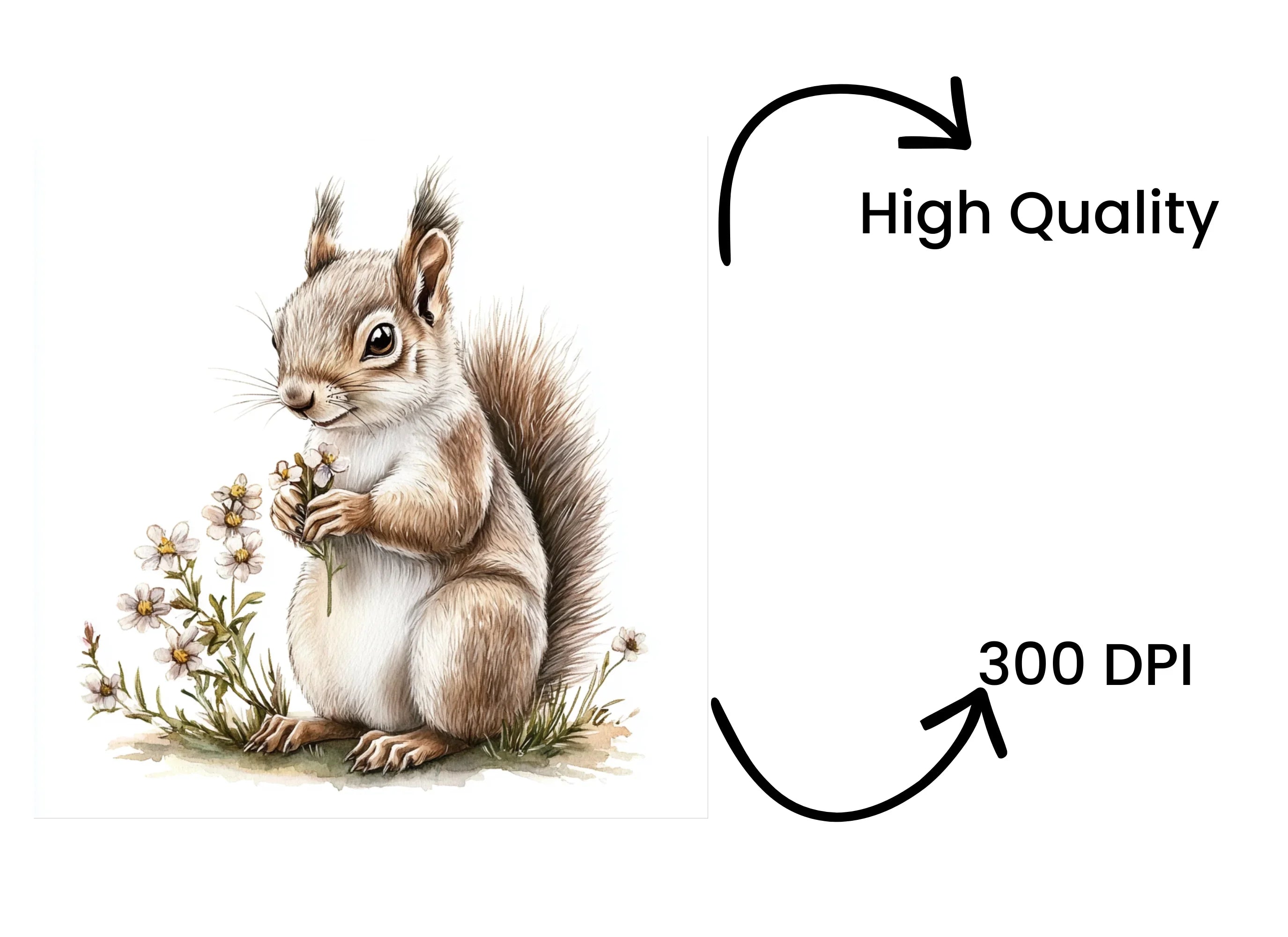 Squirrels with Flowers Clipart Bundle