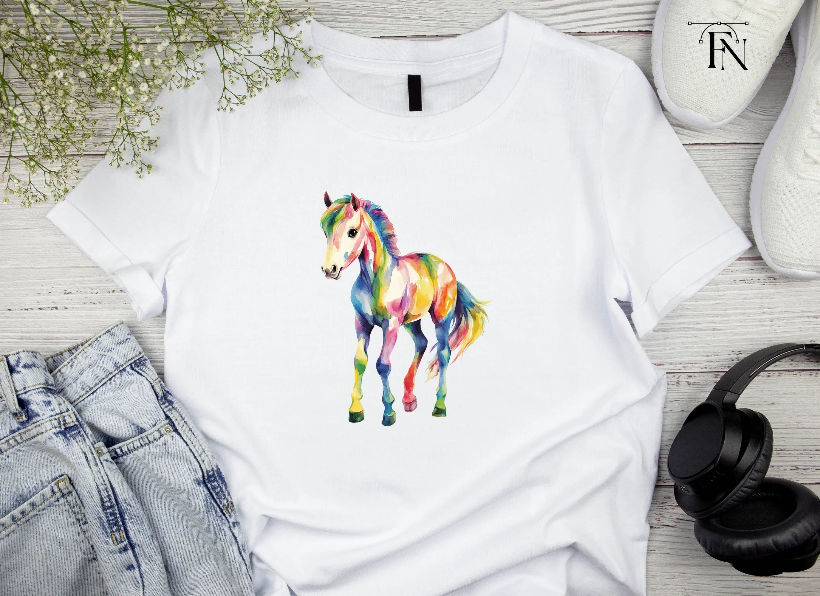 Playful Rainbow Foal Clipart Bundle