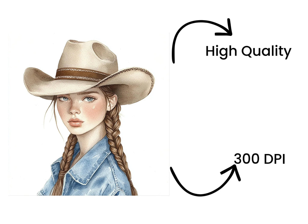 Cowgirl With Braids Clipart Bundle