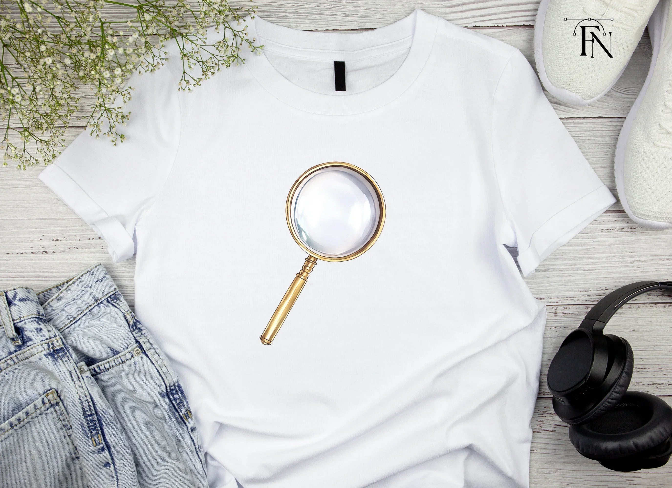 Golden Magnifying Glass Clipart Bundle