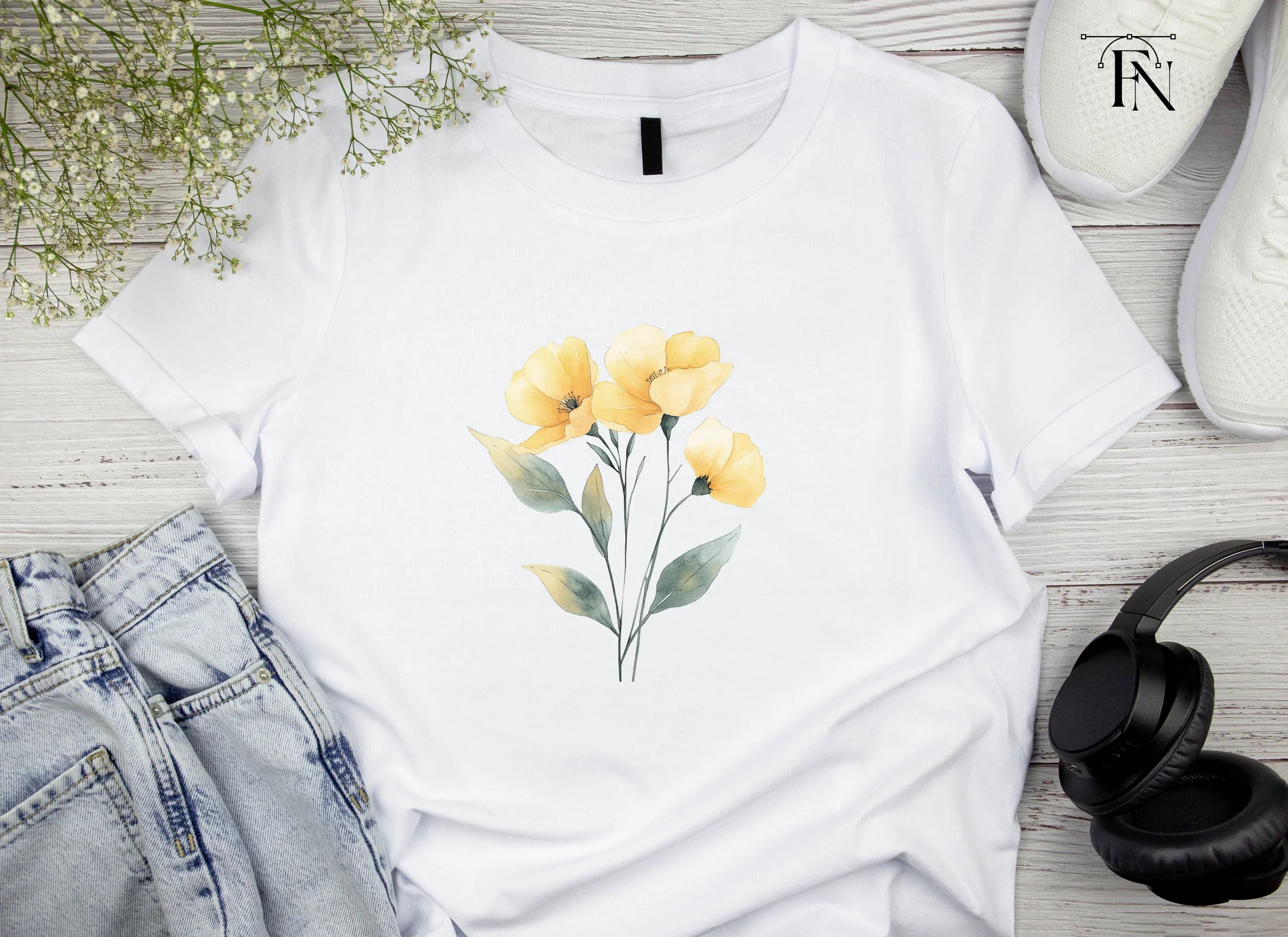 Elegant Yellow Poppies Clipart Bundle
