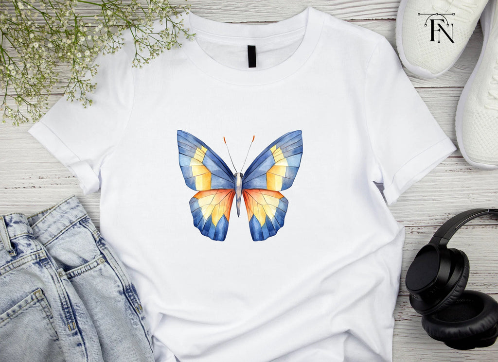 Blue and Orange Butterfly Clipart Bundle