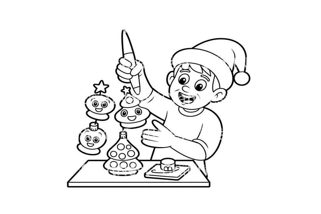 Kids Making Christmas Ornaments Coloring Books