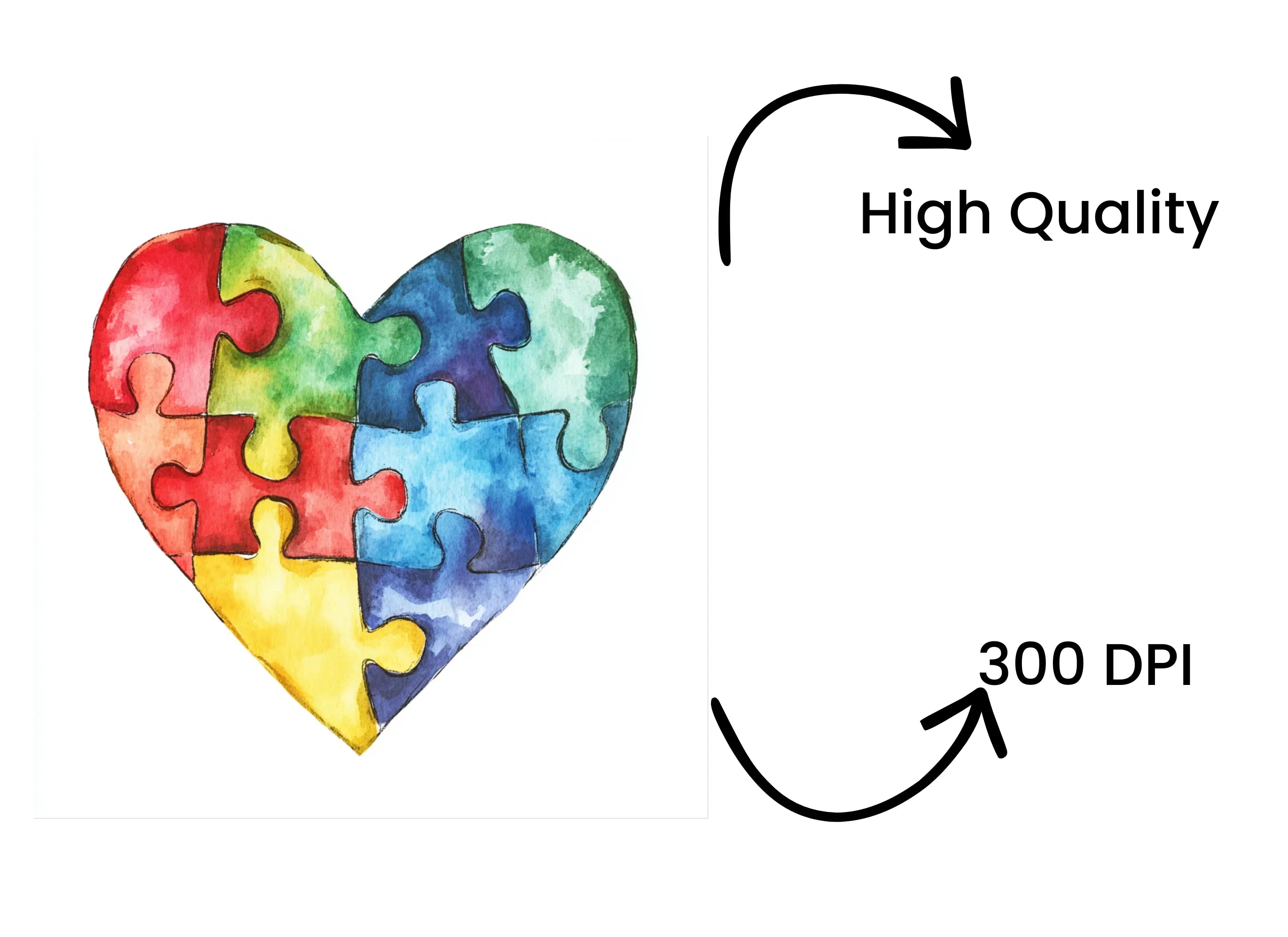 Colorful Puzzle Heart Clipart Bundle