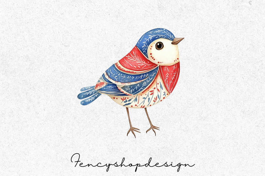Vibrant Folk Birds Clipart Bundle