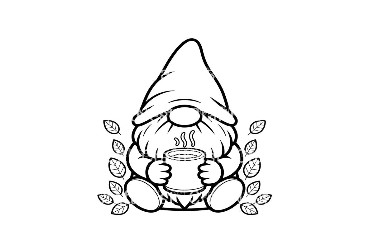 Autumn Gnomes with Hot Drinks Coloring Books