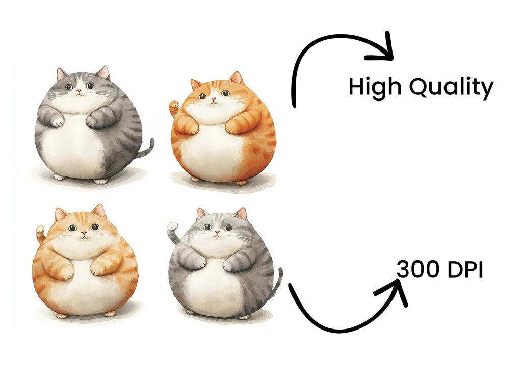 Chubby Cat Clipart Bundle