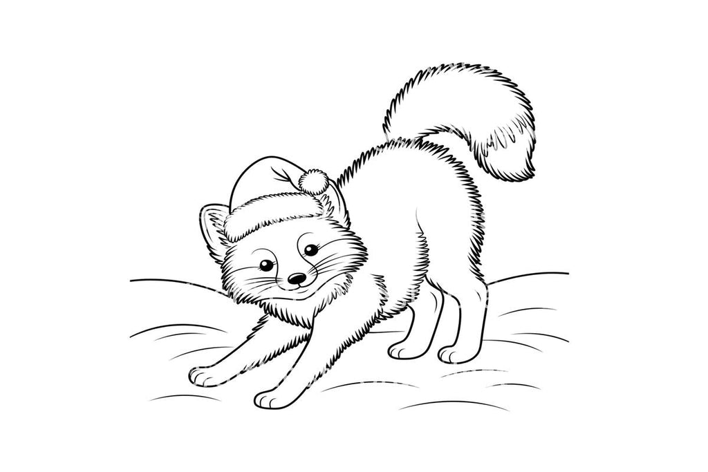 Cute Winter Foxfor Kids Coloring Books