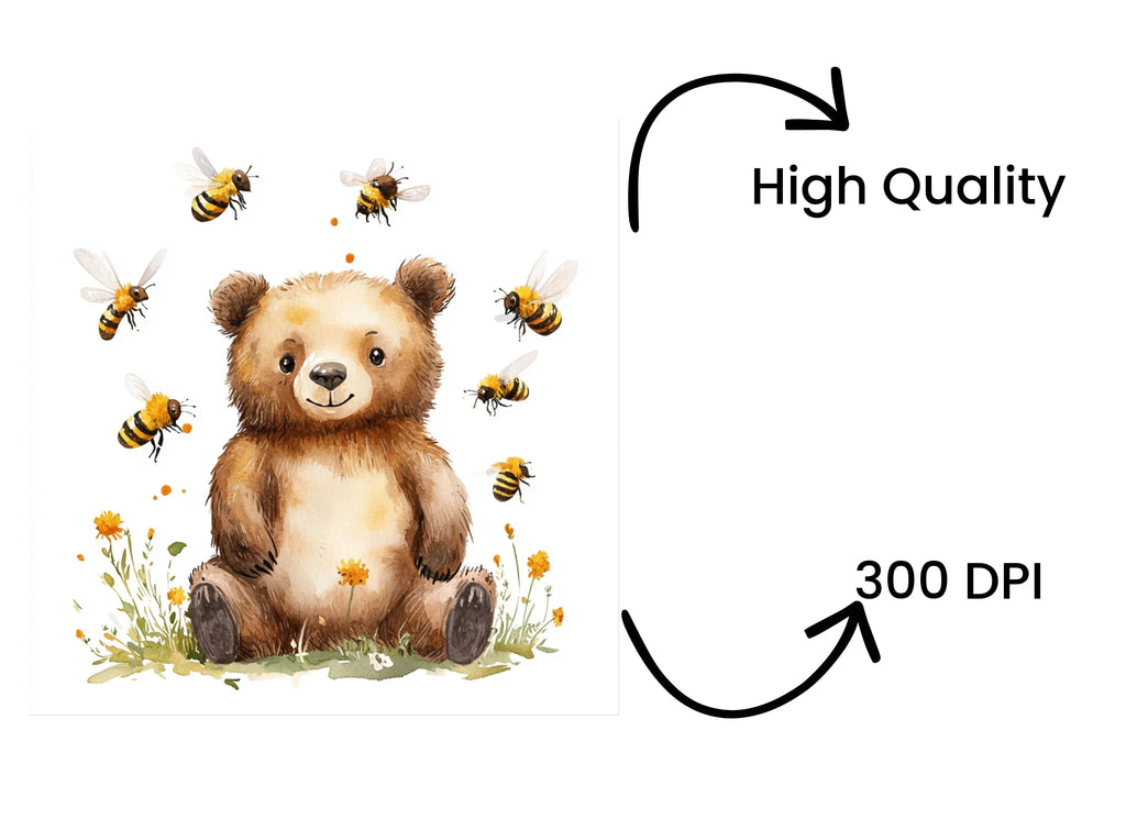 Cute Bear Bee Clipart Bundle