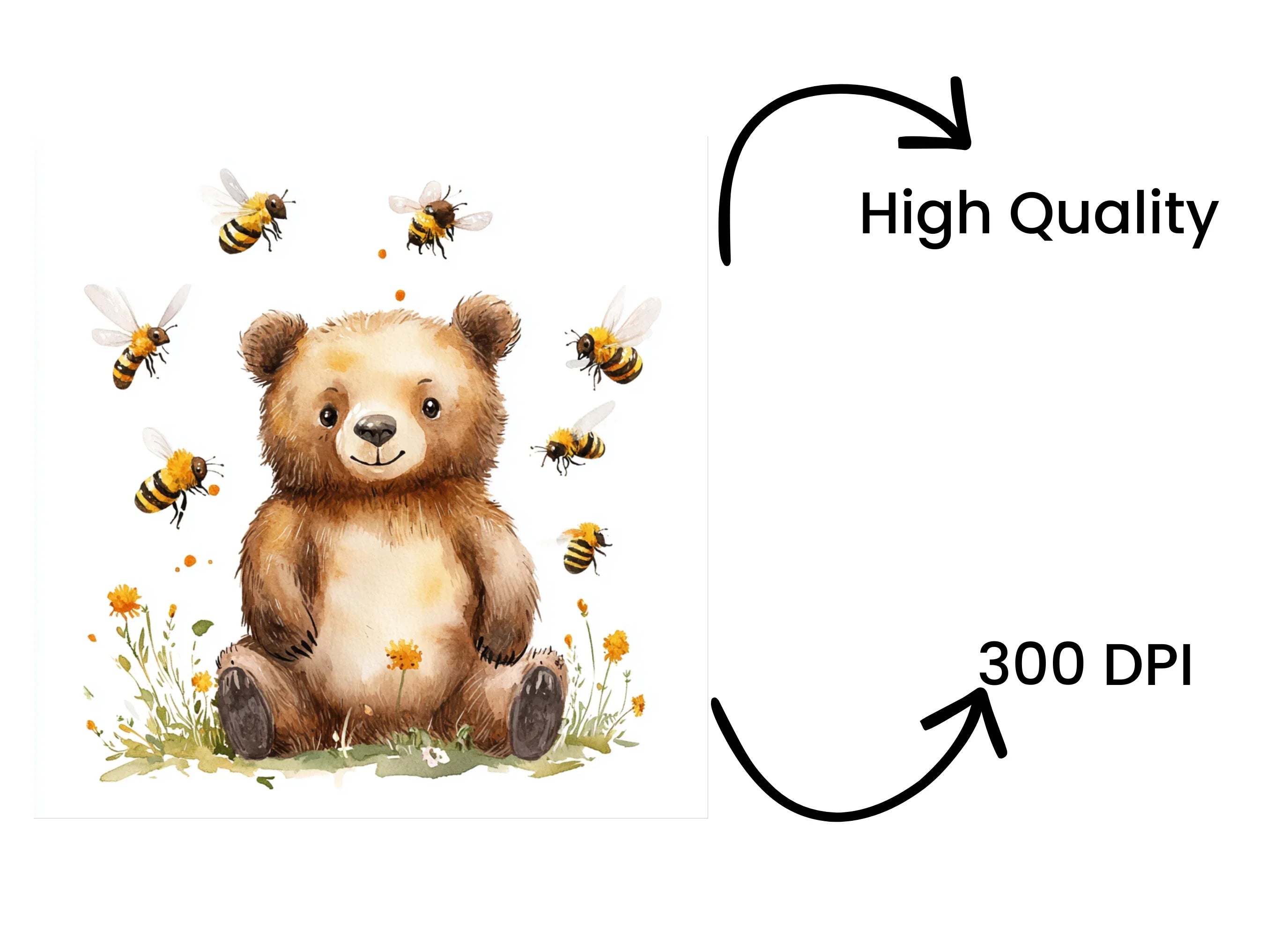 Cute Bear Bee Clipart Bundle