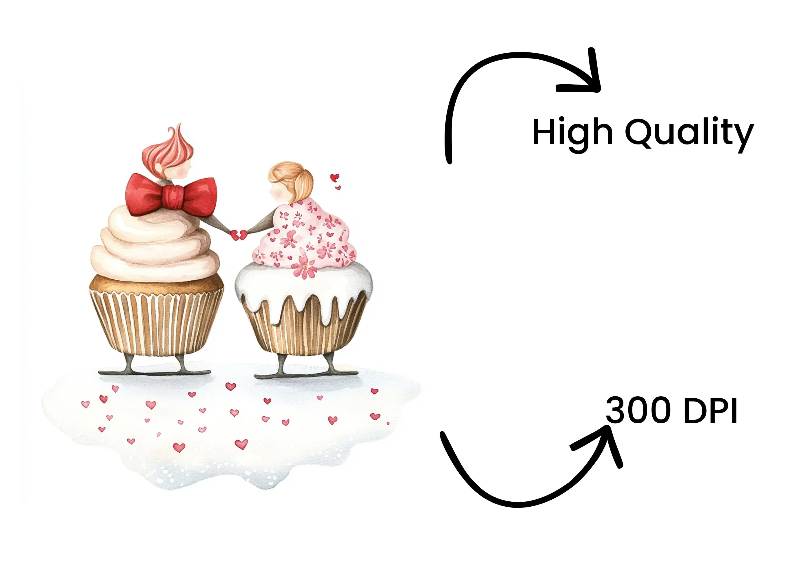 Valentine's Day Cupcake Couple Clipart Bundle