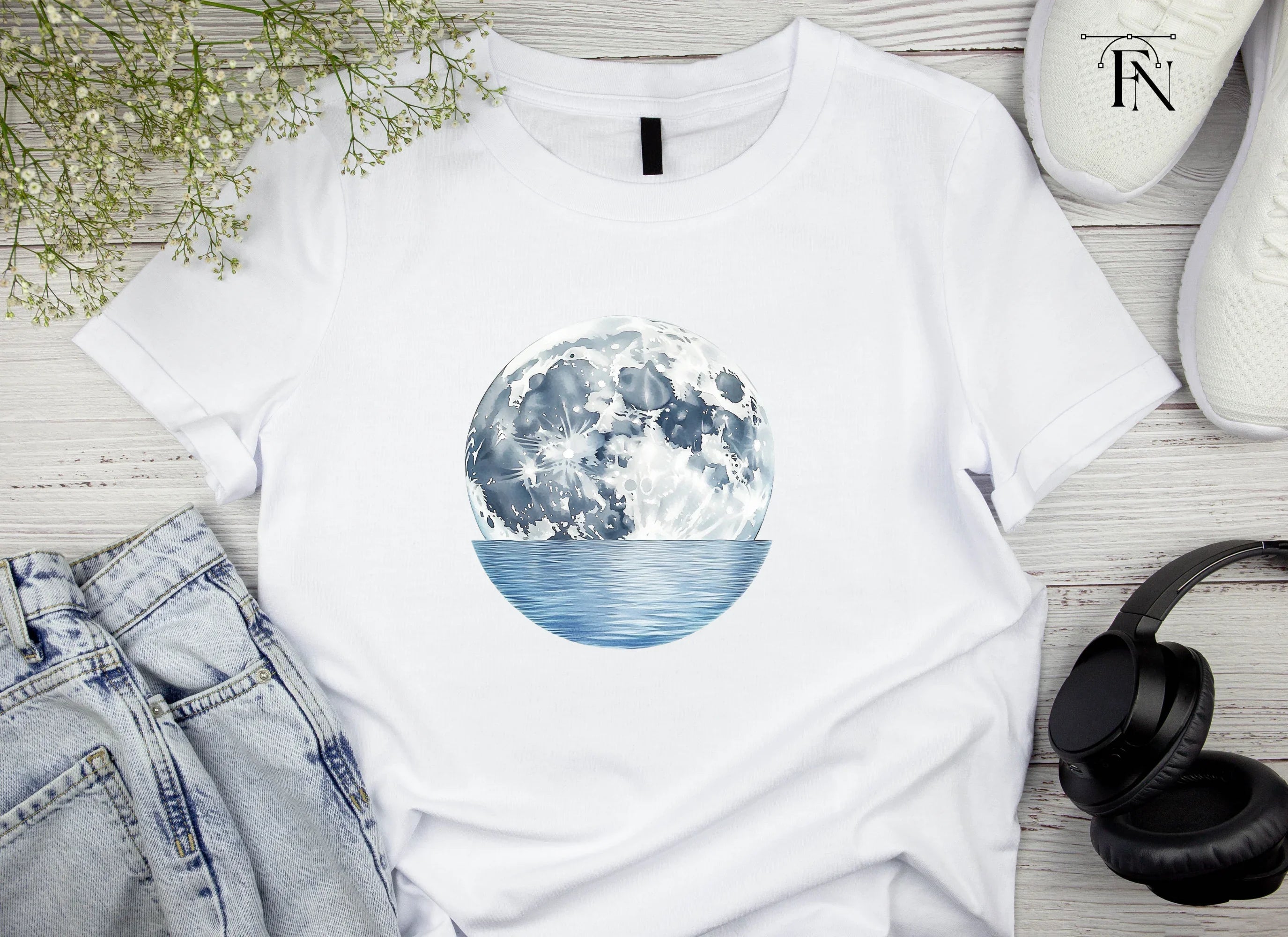Moon Water Reflection Clipart Bundle