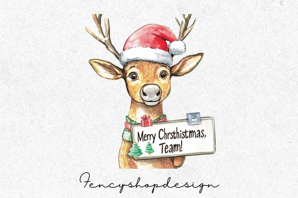 Christmas Deer Thank You Cookie Clipart Bundle