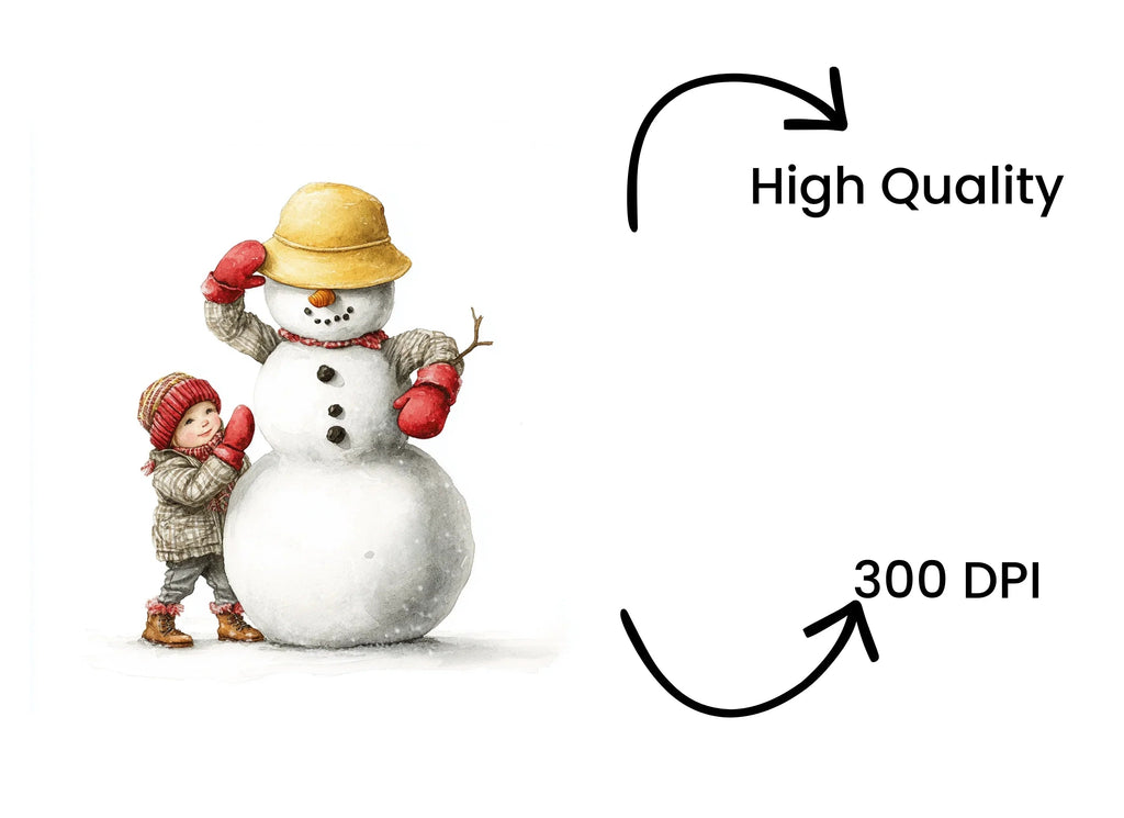 Children Building Snowman Clipart Bundle