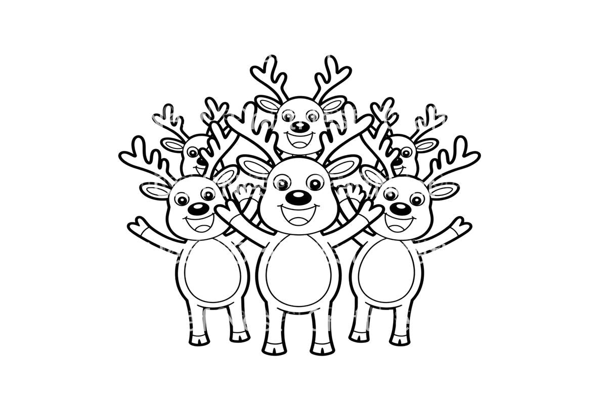 Cute Reindeer Christmas Coloring Books