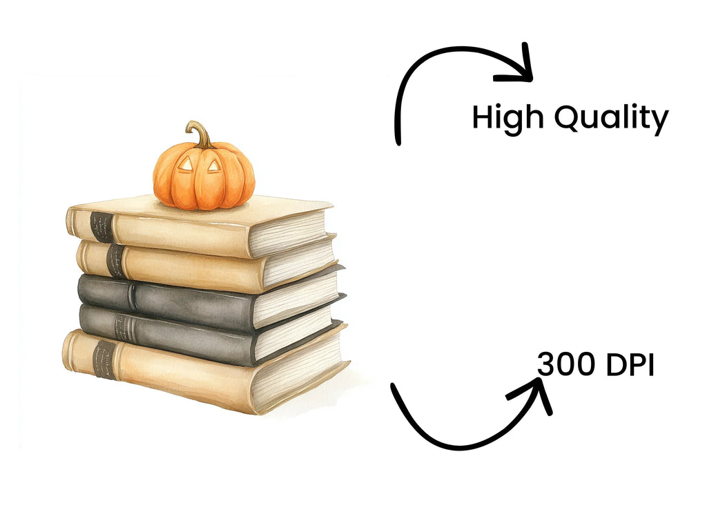 Autumn Pumpkin Book Stack Clipart Bundle