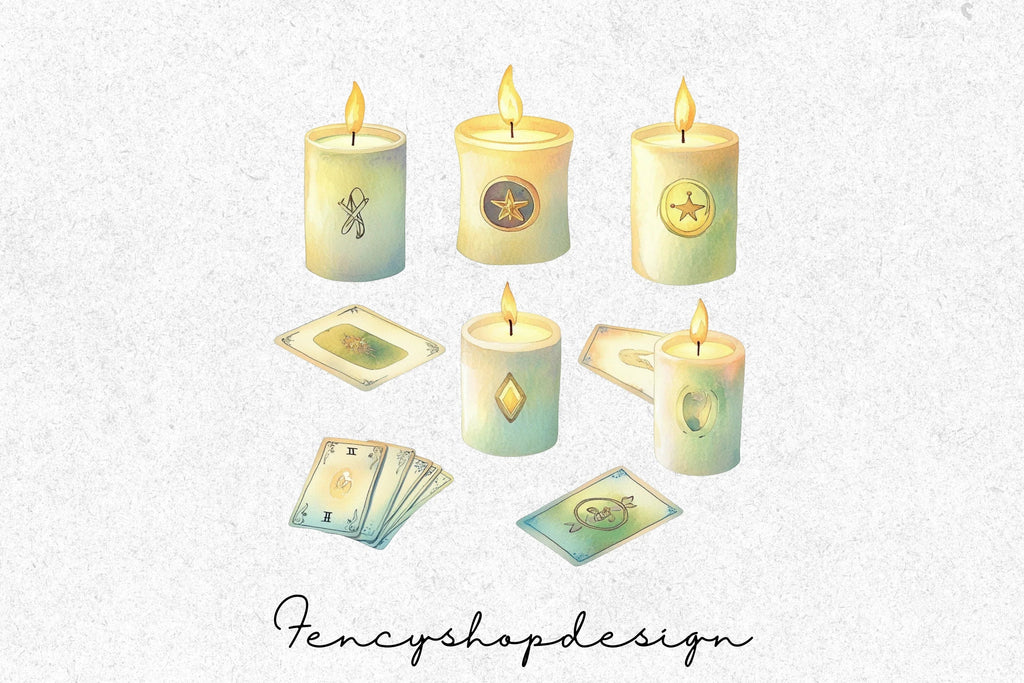 Mystical Candles Tarot Cards Clipart Bundle
