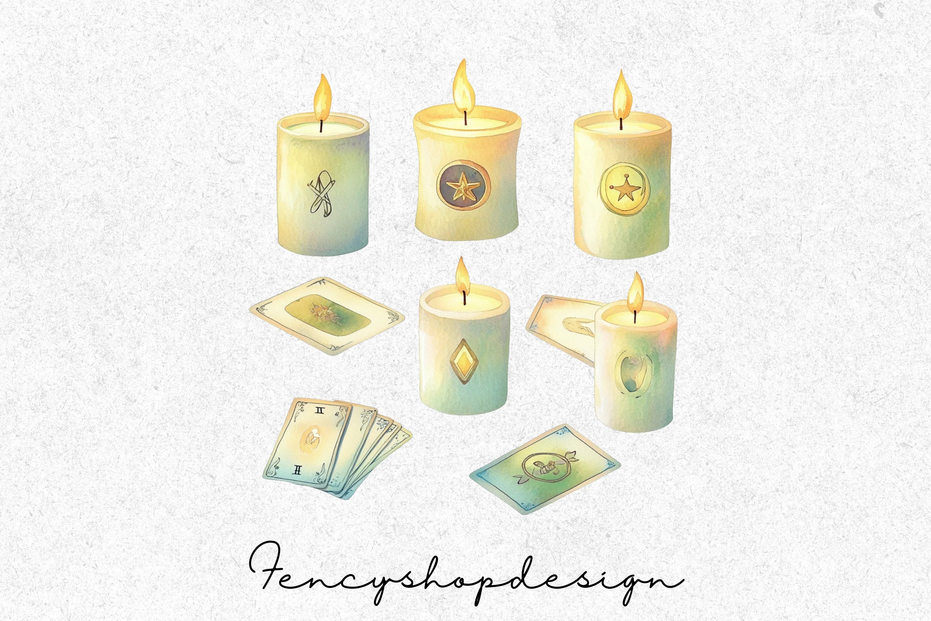 Mystical Candles Tarot Cards Clipart Bundle