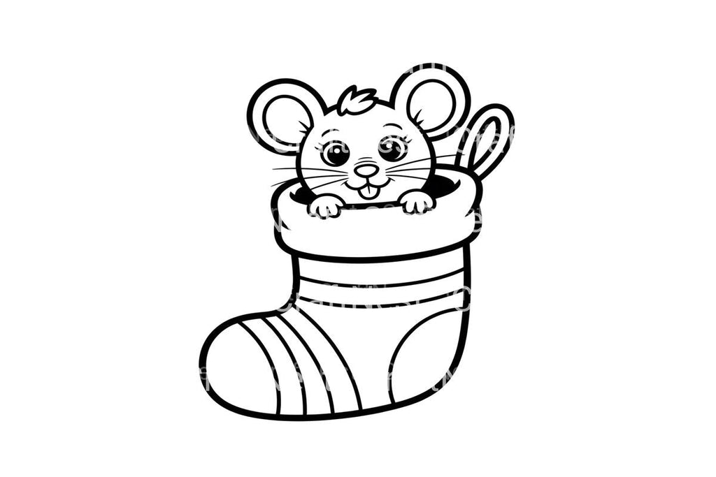 Cute Mice in Christmas Stockings Coloring Books
