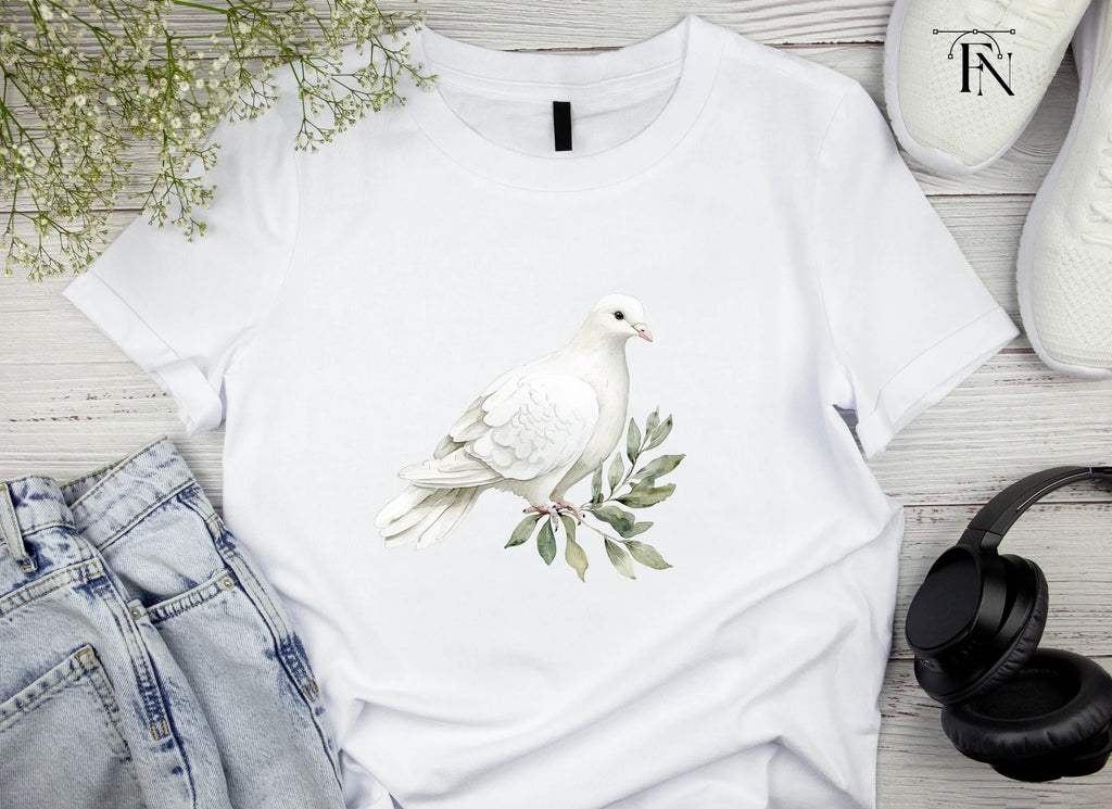 White Dove with Olive Branch Clipart Bundle