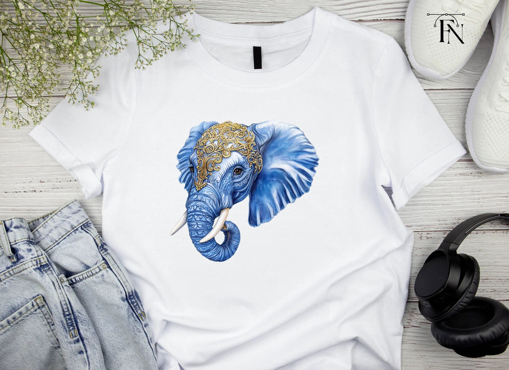 Ornate Blue Elephant Head Clipart Bundle
