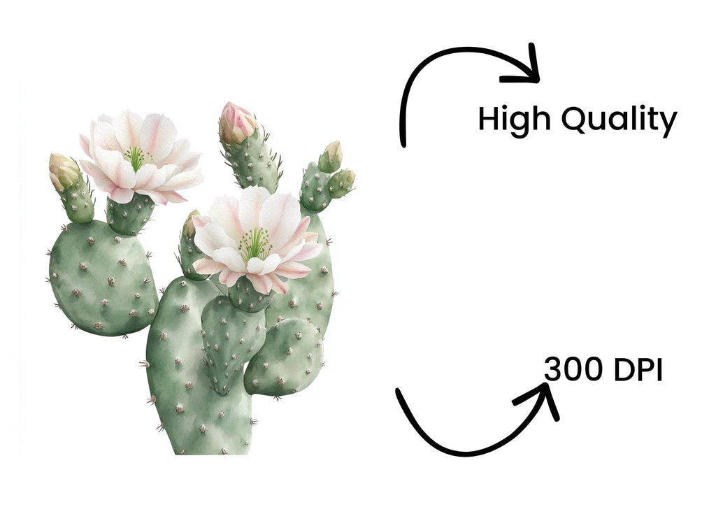 Prickly Pear Cactus Clipart Bundle