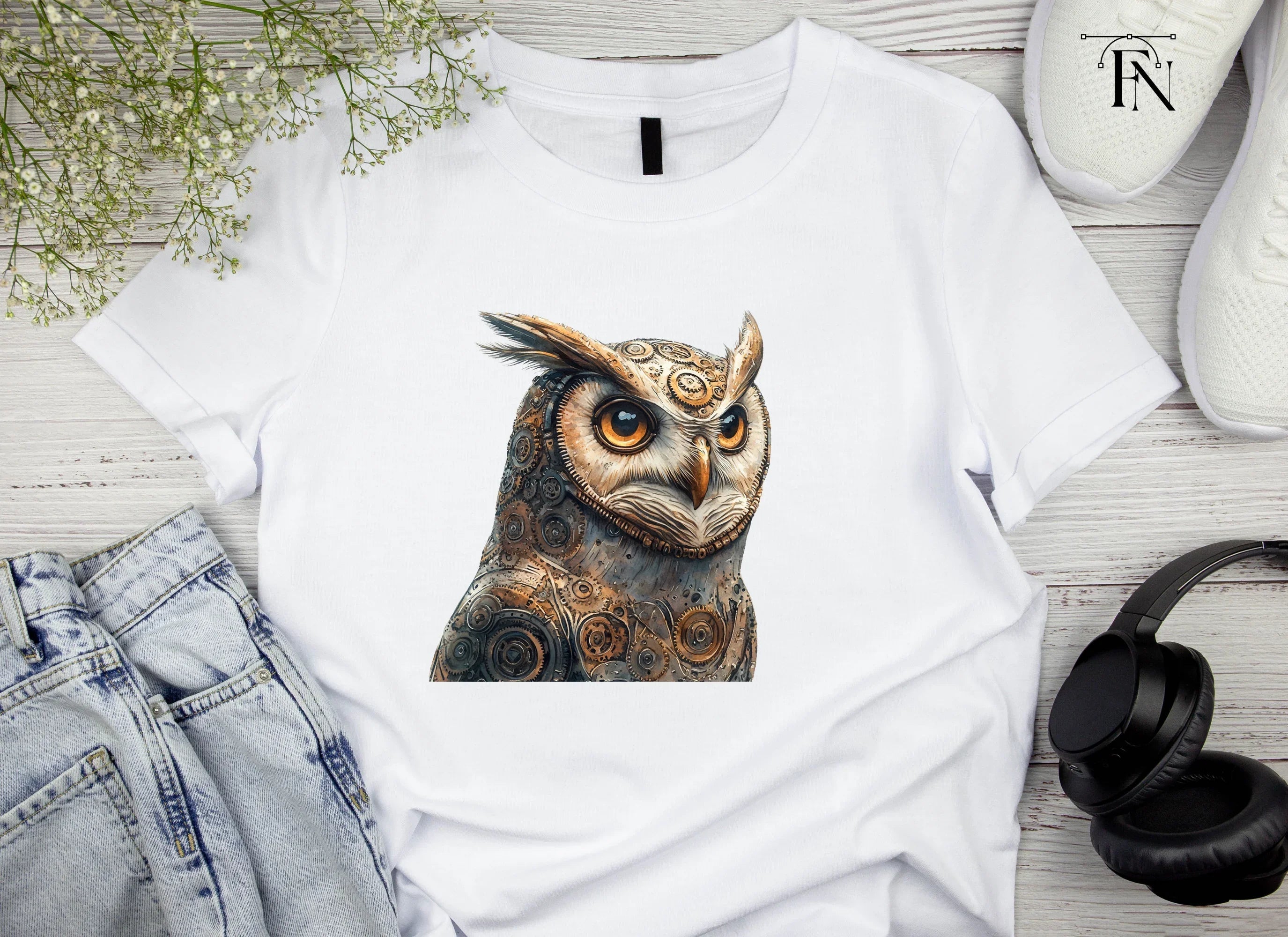 Steampunk Owl Illustration Clipart Bundle