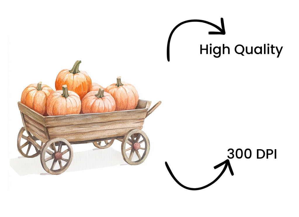 Rustic Pumpkin Wagon Clipart Bundle