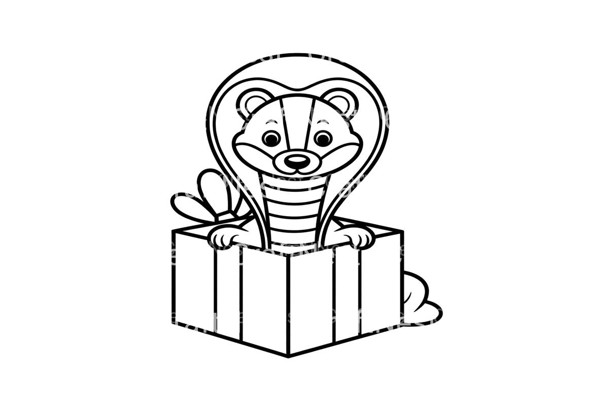 Cute Otter in Gift Box Coloring Books