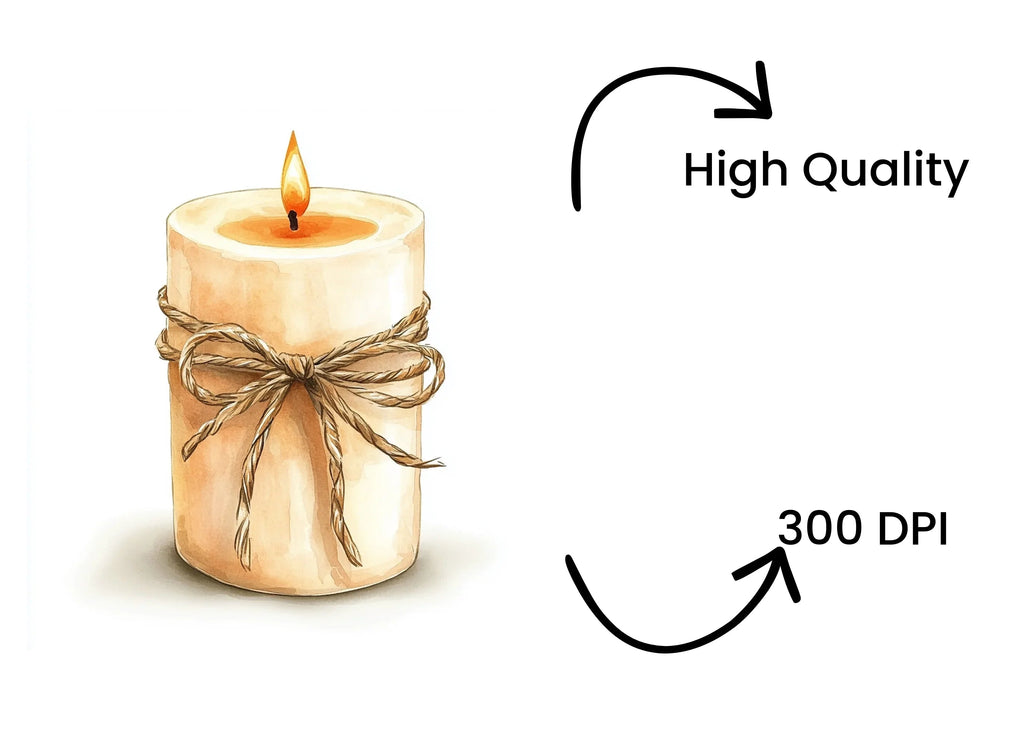 Rustic Tied Candle Clipart Bundle