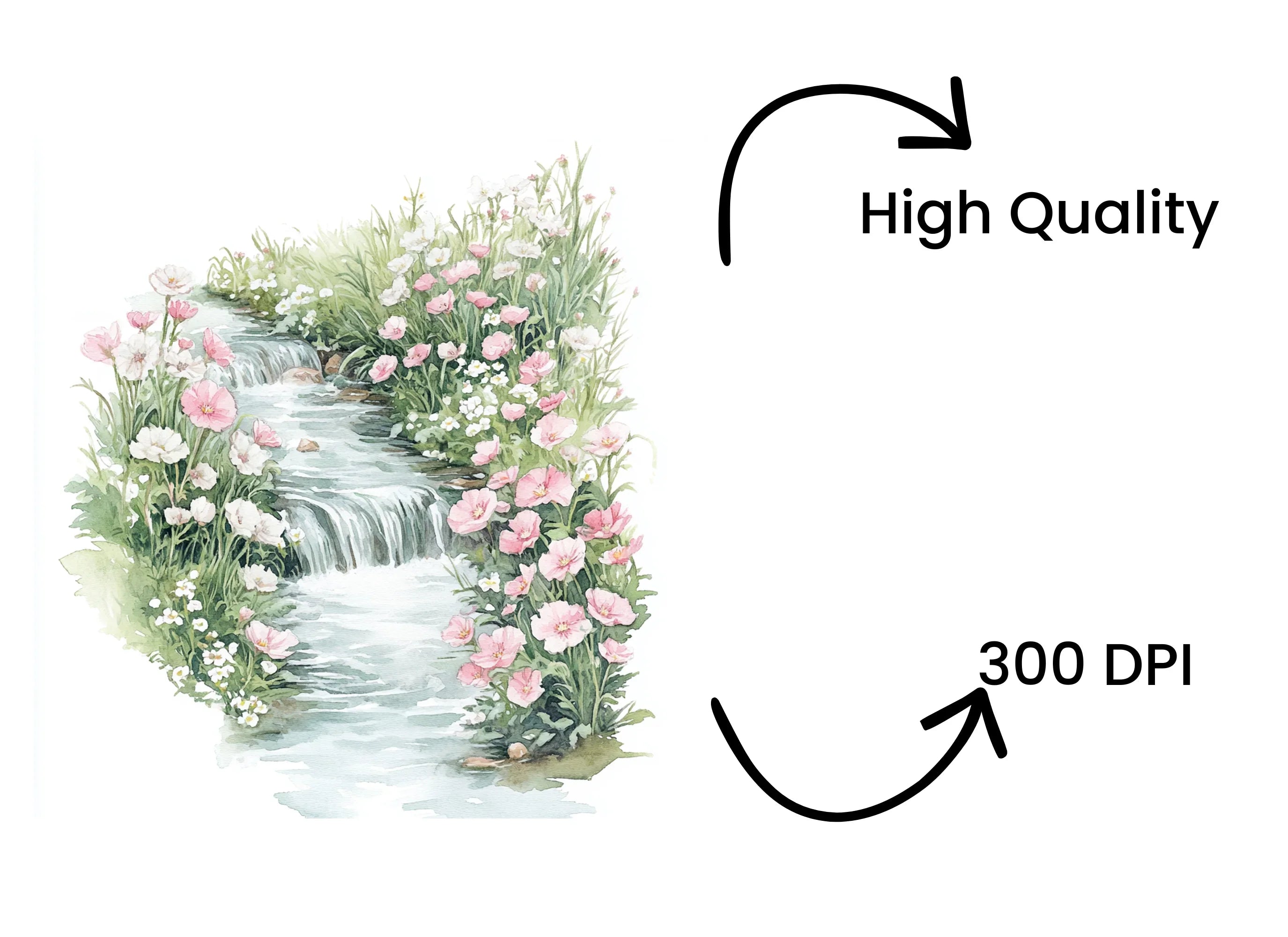 Stream and Flowers Clipart Bundle