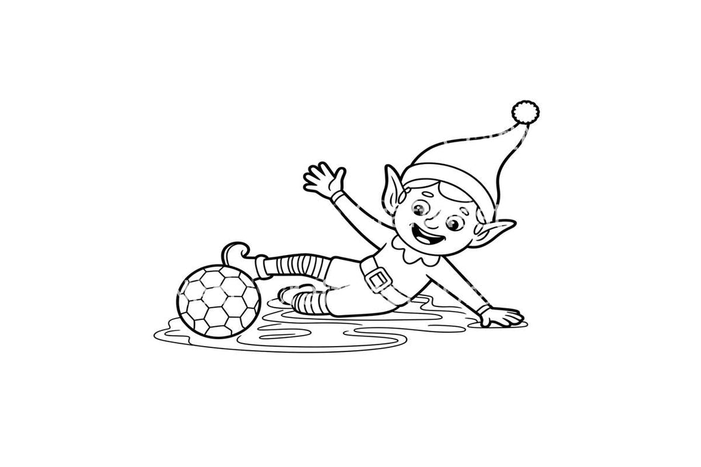 Elf Soccer Fun for Kids Coloring Books