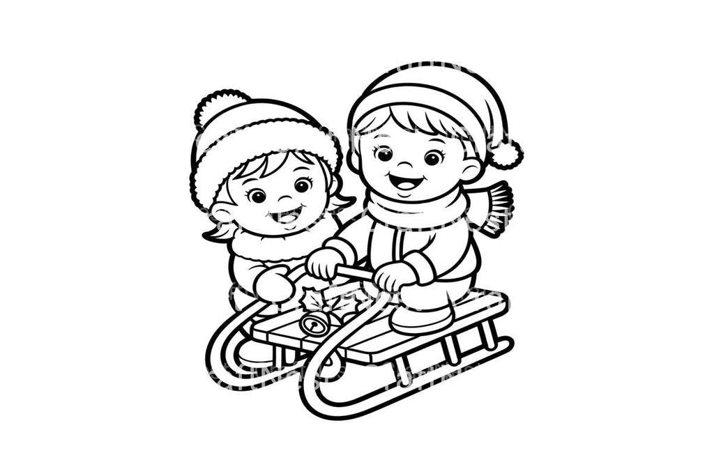 Winter Sledding Fun Coloring Books