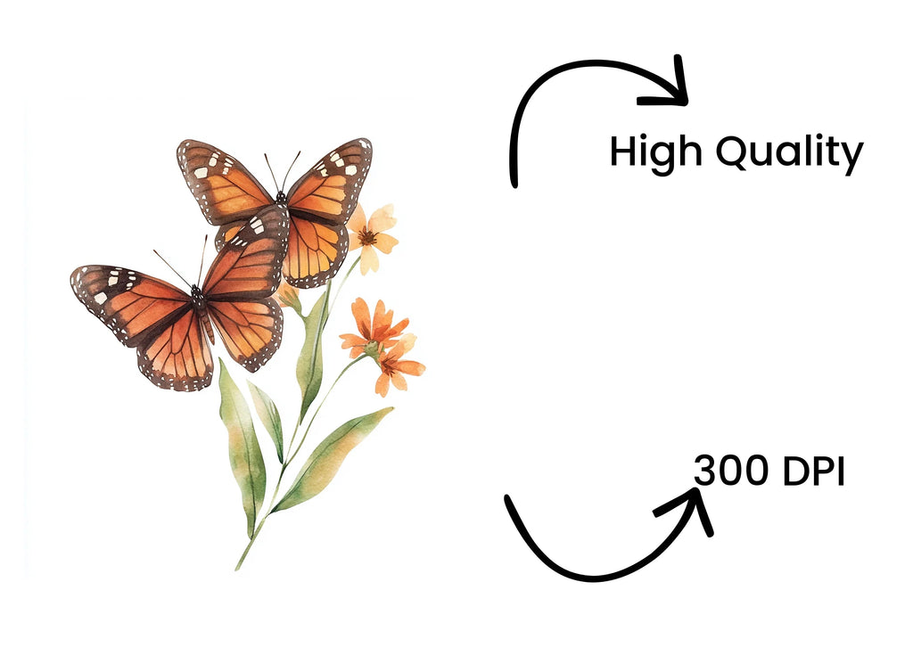 Monarch Butterflies and Flowers Clipart Bundle