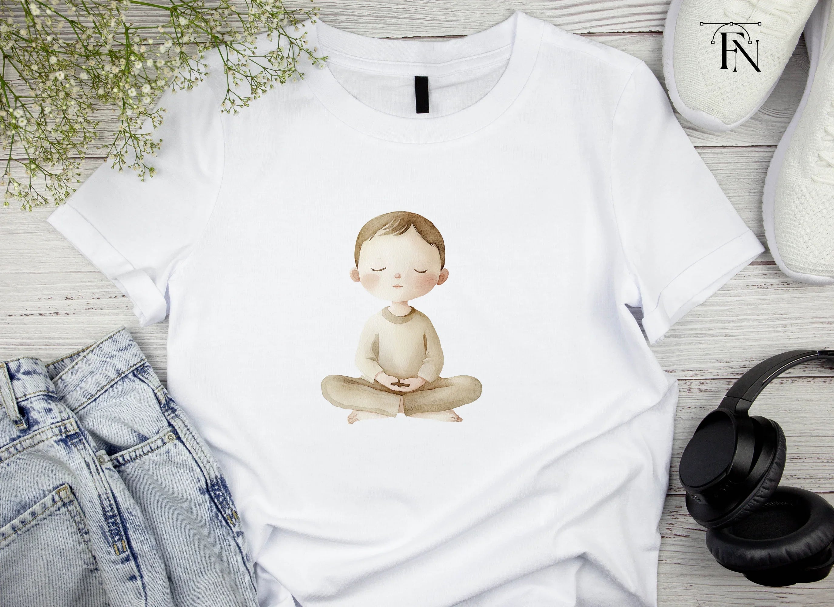 Meditating Boy Serenity Clipart Bundle