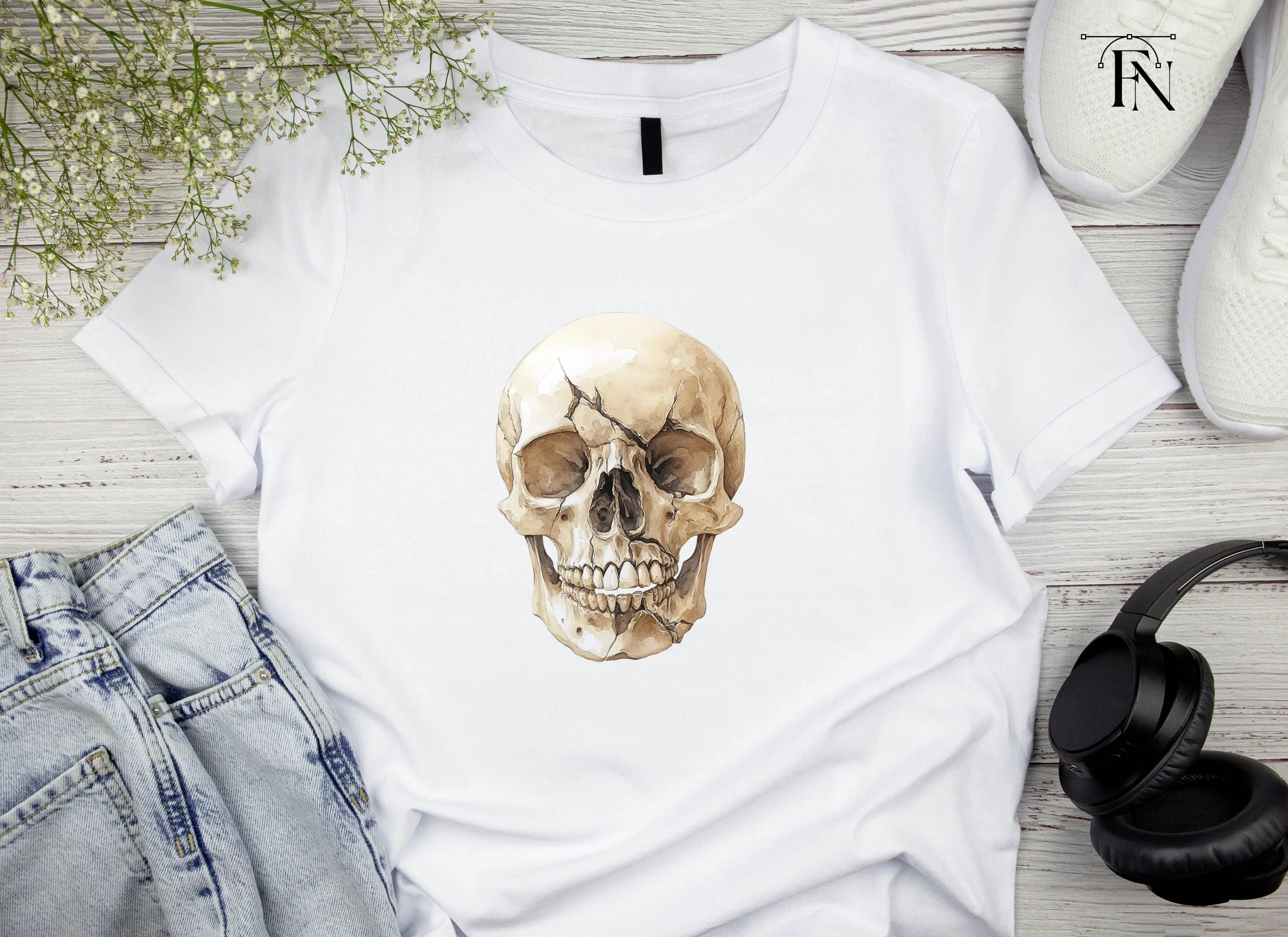 Cracked Human Skull Clipart Bundle