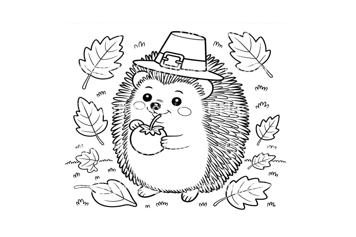 Cute Hedgehog Thanksgiving Coloring Books