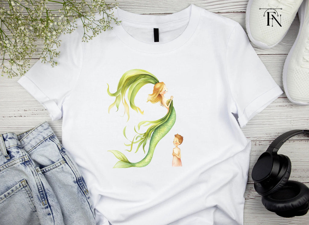 Green Mermaids and Human Kids Clipart Bundle