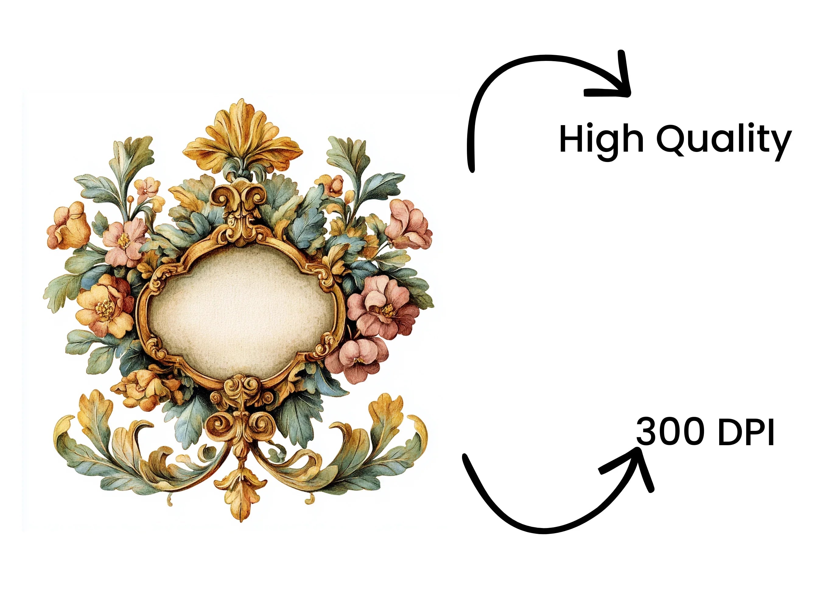 Ornate Floral Frame Clipart Bundle