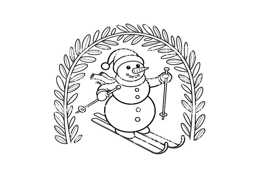 Skiing Snowman Winter Fun Coloring Books