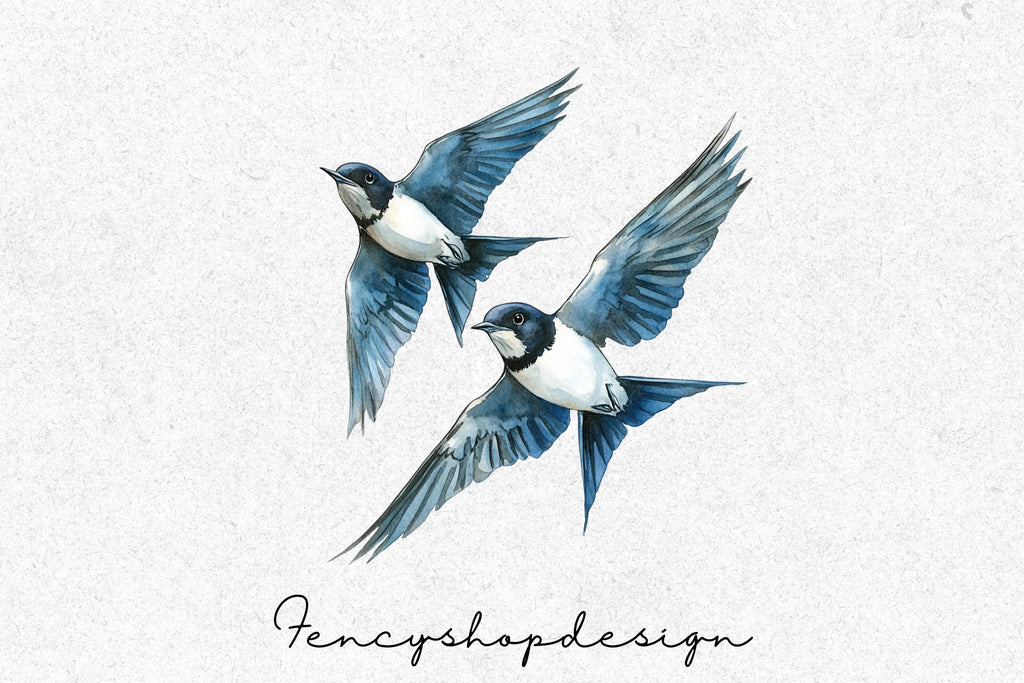Graceful Flying Swallows Clipart Bundle