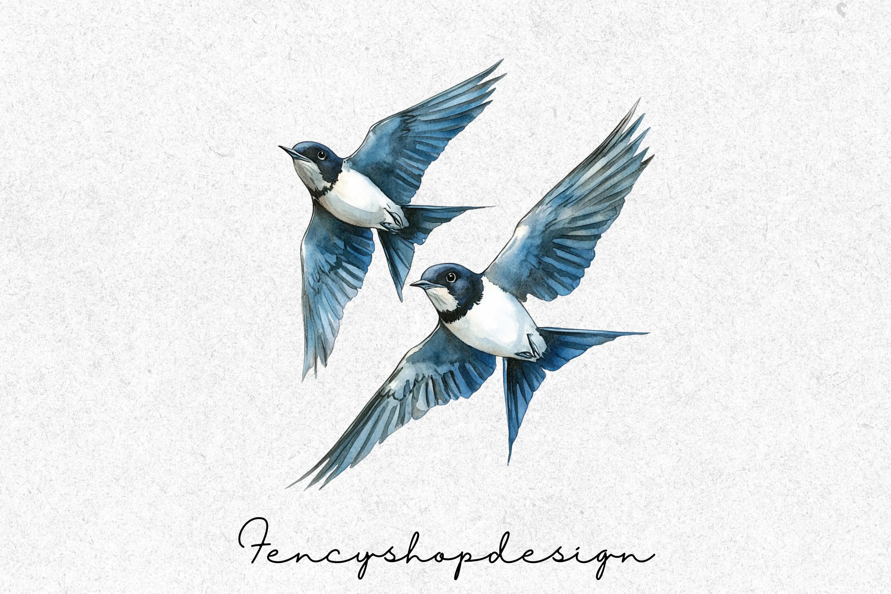 Graceful Flying Swallows Clipart Bundle