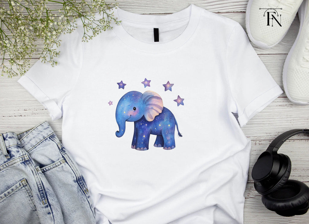 Galaxy Elephant with Stars Clipart Bundle